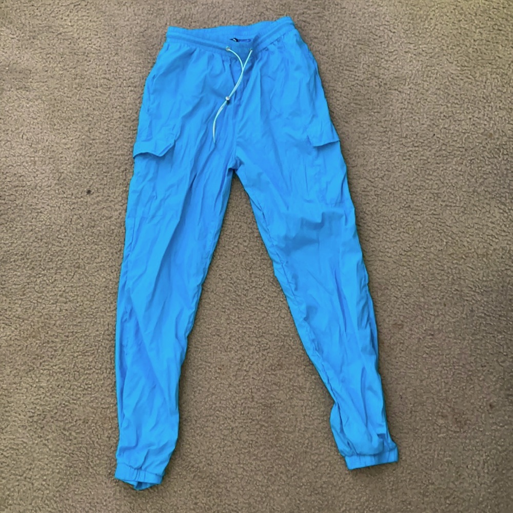 Blue Nylon joggers